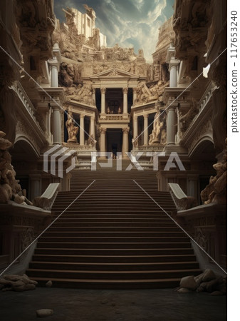 Vintage style image of the famous Palais Garnier in Paris, France 117653240