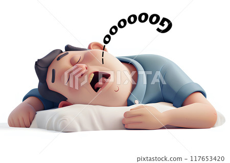 一個打呼嚕睡著的男人 117653420