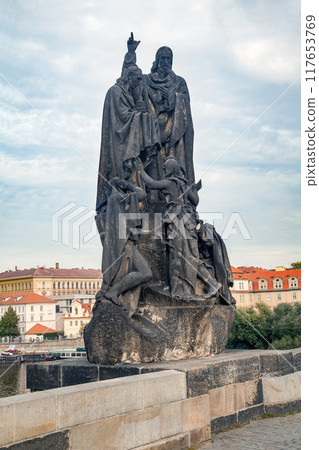 Statue of Saints Cyril and Methodius on Charles Bridge by Karel Dvorak, Prague, Czech Republic 117653769