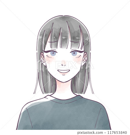 女人困擾的臉水彩風格 女人困擾的臉水彩風格 117653840