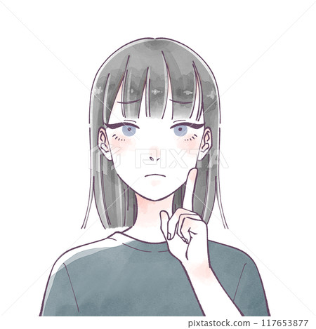 Woman thinking watercolor style 117653877