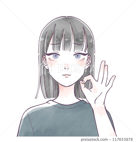 Woman OK Watercolor style 117653878