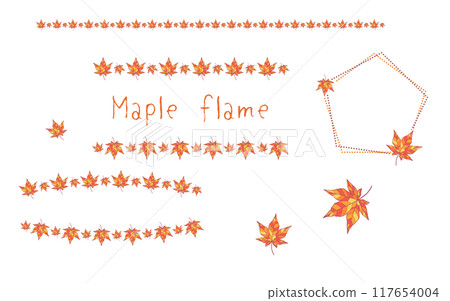 Autumn leaves, autumn colored leaves frame line set. Maple. Autumn leaves, autumn colored leaves frame line set. Maple. 117654004