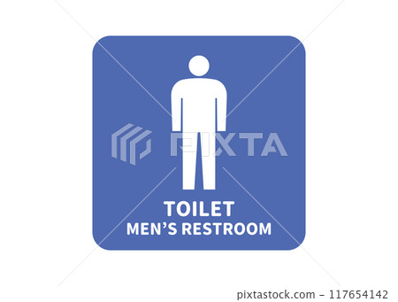 Toilet sign, blue men's restroom sign, sign, pictogram illustration, transparent material 117654142