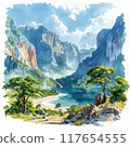 Watercolor Illustration of Sumidero Canyon in Chiapas 117654555
