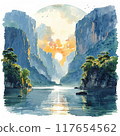 Watercolor Illustration of Sumidero Canyon in Chiapas 117654562