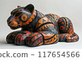 Intricate Wooden Jaguar Alebrije Sculpture with Traditional Mexican Patterns 117654566