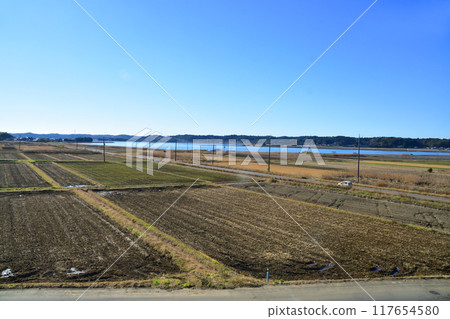 Scenery from the train window on the Kashima Rinkai Railway Oarai Kashima Line from Taiyo Station to Hinuma Station (Winter 2022) 117654580