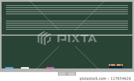 Image of a blackboard with musical staves, like those found in a music room 117654628