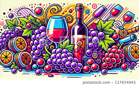 POP red wine and grape AI POP red wine and grape AI 117654943