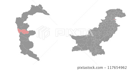 Bagh district map, administrative division of Pakistan. Vector illustration. Bagh district map, administrative division of Pakistan. Vector illustration. 117654962