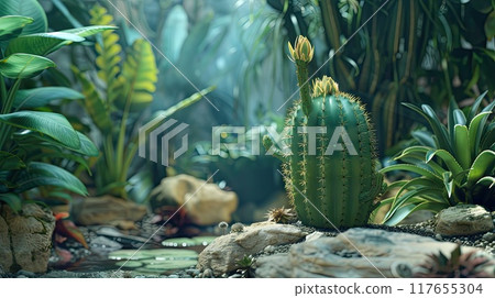 Greenhouse cactus. Generative AI 117655304
