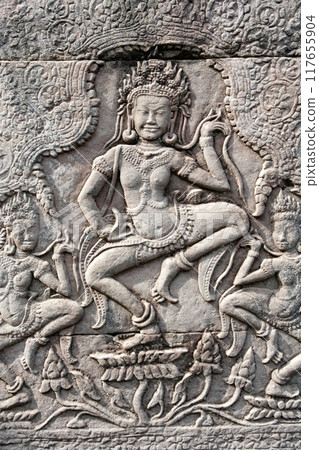 The Bayon Temple in Angkor Wat in Cambodia 117655904