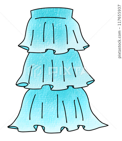 Loose and simple tiered long skirt, analog style 117655937