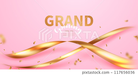 Design your opening card with ribbon. Beautiful business sign template vector illustration 117656036