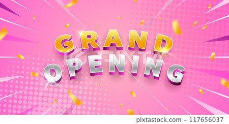Design your opening card with ribbon. Beautiful business sign template vector illustration Design your opening card with ribbon. Beautiful business sign template vector illustration 117656037