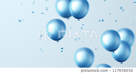 Banner template vector background design beautiful blue 3d balloon illustration 117656038