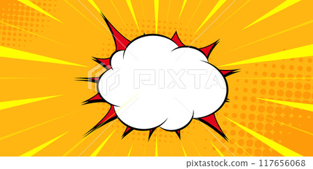 Halftone Pop Art Style Starburst Pattern Cartoon Background Vintage tone light effect. Vector illustration wow gradient design banner 117656068