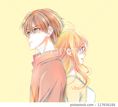 Back to back man and woman, autumn Back to back man and woman, autumn 117656288
