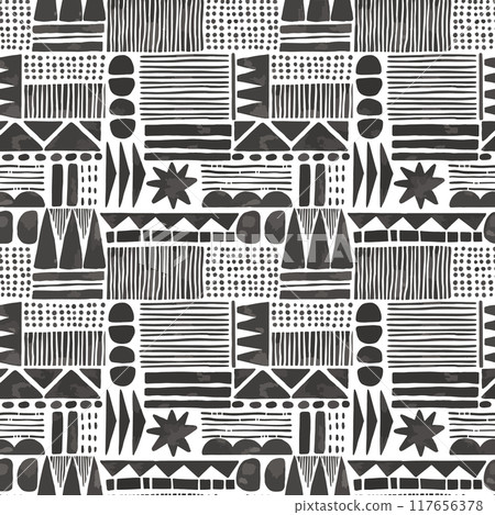 Beautiful seamless pattern with watercolor hand drawn traditional African ornament. Ethnic style print design. Patchwork. Beautiful seamless pattern with watercolor hand drawn traditional African ornament. Ethnic style print design. Patchwork. 117656378