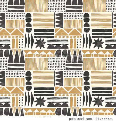Beautiful seamless pattern with watercolor hand drawn traditional African ornament. Ethnic style print design. Patchwork. Beautiful seamless pattern with watercolor hand drawn traditional African ornament. Ethnic style print design. Patchwork. 117656380