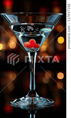 Margarita cocktail in a glass with lime on a black background 117657198