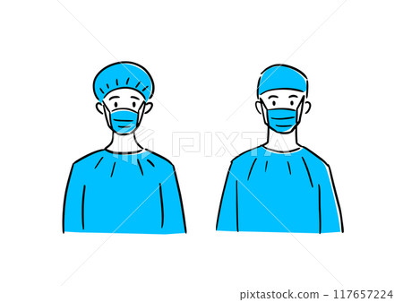 外科醫生穿著手術衣 117657224