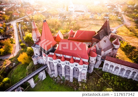 Spiked roofs of Hunyadi Castle Spiked roofs of Hunyadi Castle 117657342