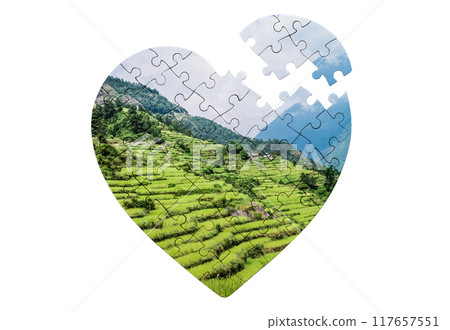 Heart shaped puzzle with print Heart shaped puzzle with print 117657551