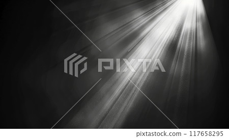 soft and blurred sun rays gently fan out from a focal point against a deep black background soft and blurred sun rays gently fan out from a focal point against a deep black background 117658295