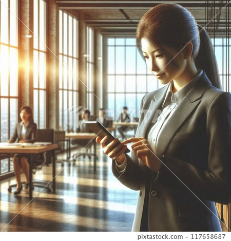 Smart work in an office with natural light 117658687