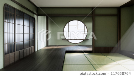 Empty wall design living room on tatami mat floor japan style Empty wall design living room on tatami mat floor japan style 117658764