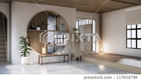 Modern japan room wooden floor on wall design. 117658796