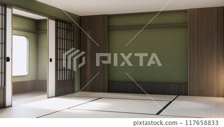 Empty wall design living room on tatami mat floor japan style Empty wall design living room on tatami mat floor japan style 117658833
