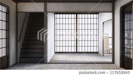 Modern japan room wooden floor on wall design. 117658843