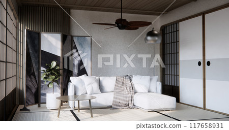 Sofa armchair on Living room empty japanese style. Sofa armchair on Living room empty japanese style. 117658931