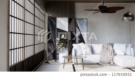 Sofa armchair on Living room empty japanese style. 117658932