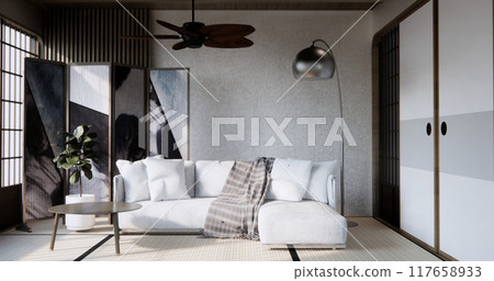 Sofa armchair on Living room empty japanese style. Sofa armchair on Living room empty japanese style. 117658933