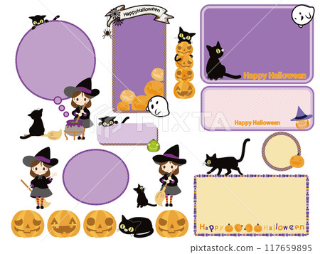 Witch and black cat no background 117659895