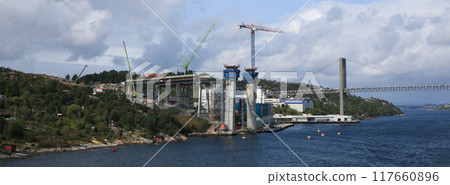 Construction site of the new Sotra Bridge, Bergen, Norway. 117660896