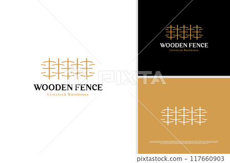 Wooden fence livestock barn logo design template 117660903