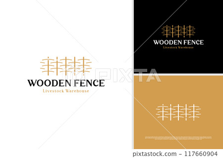 Wooden fence livestock barn logo design template 117660904
