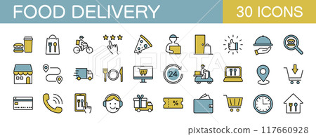 Food delivery icon set color 117660928