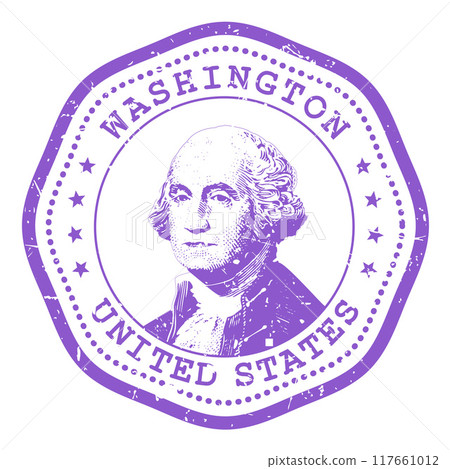 Washington state stamp with seal, USA travel stamp, shabby postmark of Washington, vector Washington state stamp with seal, USA travel stamp, shabby postmark of Washington, vector 117661012