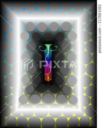 A flower column with a sprout depicted on it. A flower column is depicted in a light frame on a decorative background. A flower column with a sprout depicted on it. A flower column is depicted in a light frame on a decorative background. 117661062