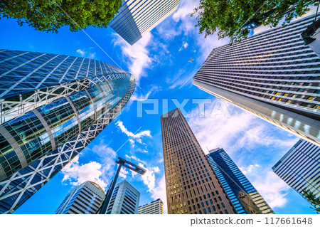 Tokyo cityscape in Japan, with views of airplanes, Tokyo Mode Gakuen Cocoon Tower, Sompo Japan, etc. = August 20th Tokyo cityscape in Japan, with views of airplanes, Tokyo Mode Gakuen Cocoon Tower, Sompo Japan, etc. = August 20th 117661648