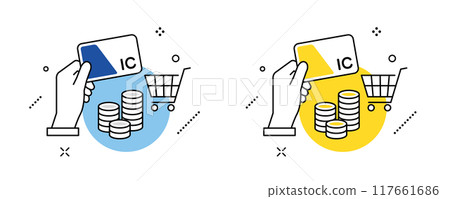 使用IC卡購物數位支付圖示/插畫素材集 使用IC卡購物數位支付圖示/插畫素材集 117661686