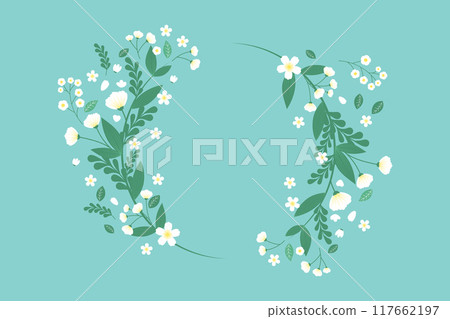 Spring art Flower with leaves botanical 117662197