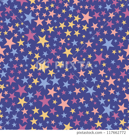 Cute kids stars vector seamless pattern. Trendy fashion background. Perfect for textile, wallpaper, fabrics and fashion print. Cute kids stars vector seamless pattern. Trendy fashion background. Perfect for textile, wallpaper, fabrics and fashion print. 117662772