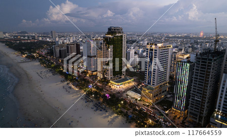 my khe beach and hotel is built near the beac in Da Nang, new resort city in middle vietnam 117664559
